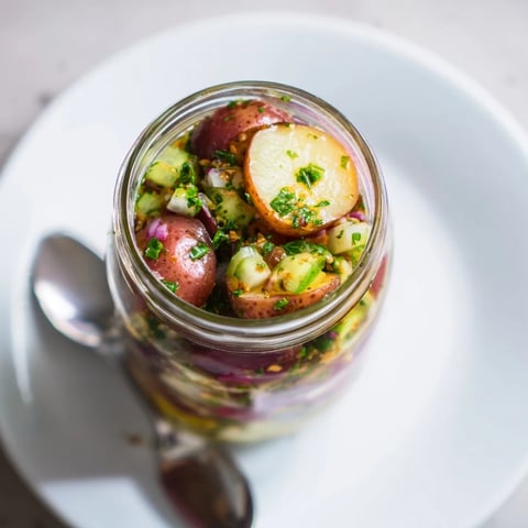 Vibrante, würzige German Potato Salad Jars in handlichen Portionen für jeden Anlass.  